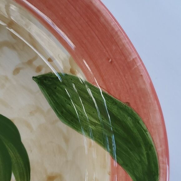 GATES WARE TROPICAL PALM TREE OVAL SERVING PLATTER GREEN BEIGE CORAL CERAMIC - Picture 9 of 9